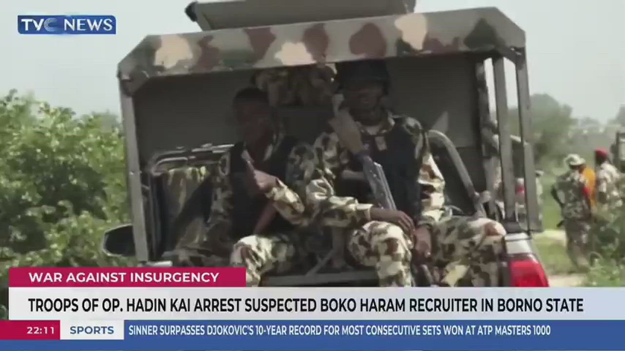 Nigeria army Troops of 29 Task Force Brigade  alongside CJTF have arrested a suspected recruiter for...