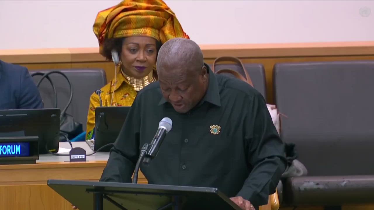 Ghanaian President John Dramani Mahama addressed the UN on March 24, 2026, accusing the US under Pre...