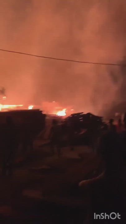 Fire outbreak at Akim Timber Market in Calabar, Cross River State.