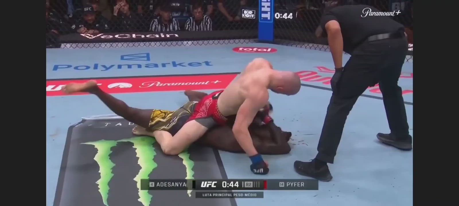 Moments when Israel Adesanya was knocked out by Joe Pyfer in round 2