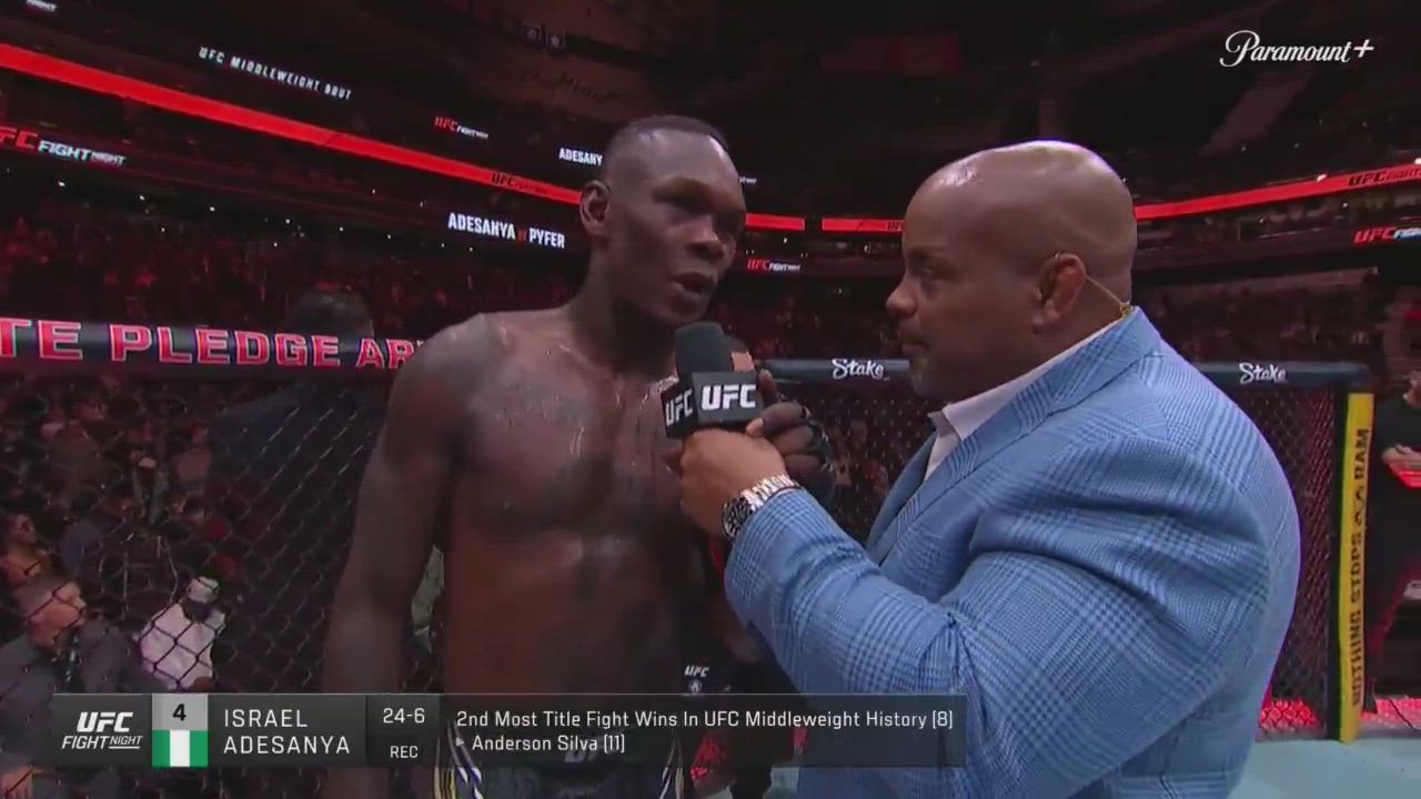Israel Adesanya after his 4th straight loss

"I'm not fucking leaving! You’ll never stop me. I might...
