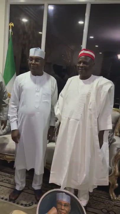 Former Governor of Kano State, Rabiu Musa Kwankwaso, visited former Vice President Atiku Abubakar to...