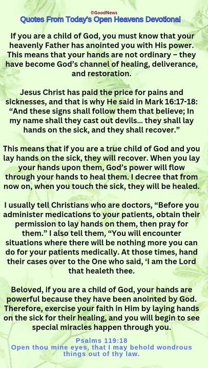 #QuoteFromTodaysOpenHeaven
Read through and follow the steps and action points. Be inspired, love Go...