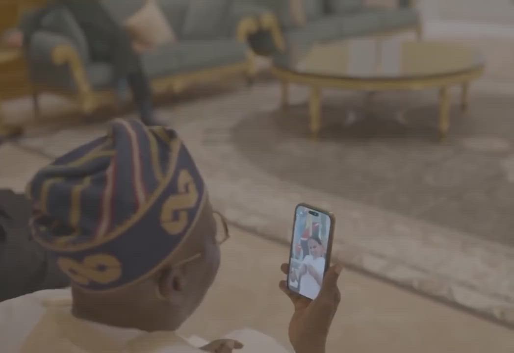 President Bola Tinubu’s grandchildren called him on video call to wish him a happy birthday.
