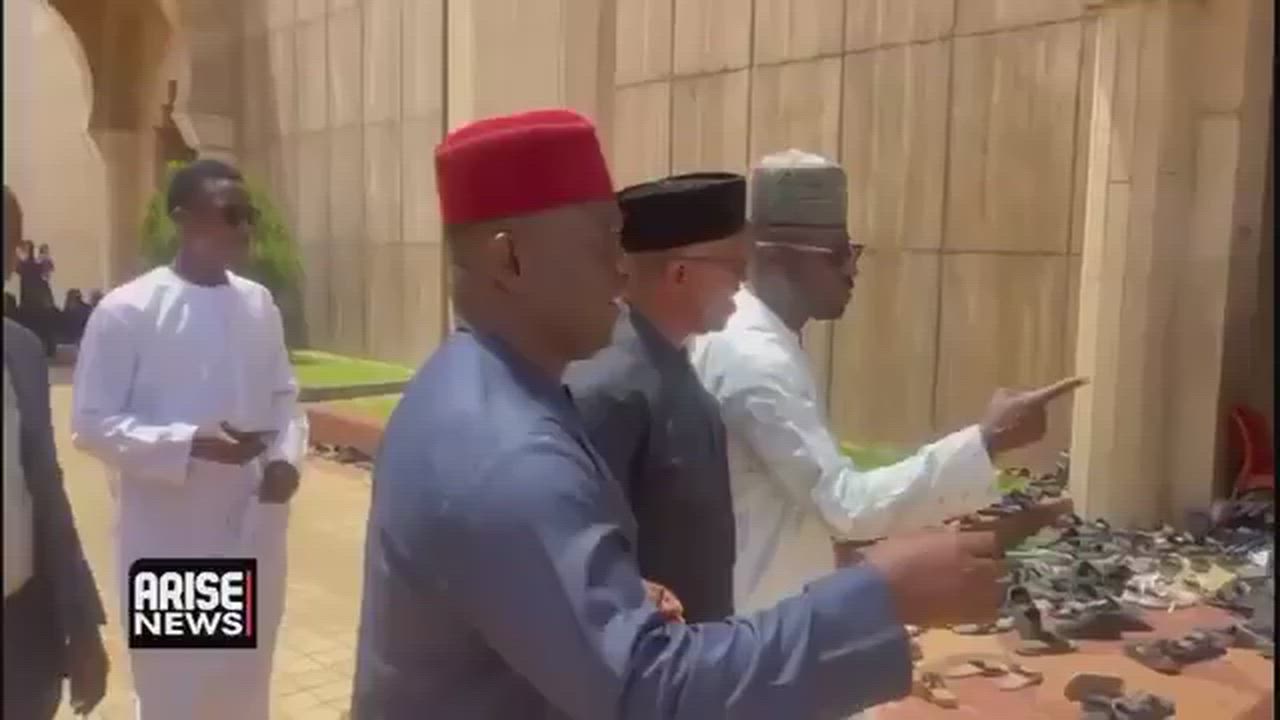Peter Obi at the National Mosque, Abuja, for the funeral prayers of Hajiya, the mother of former Kad...