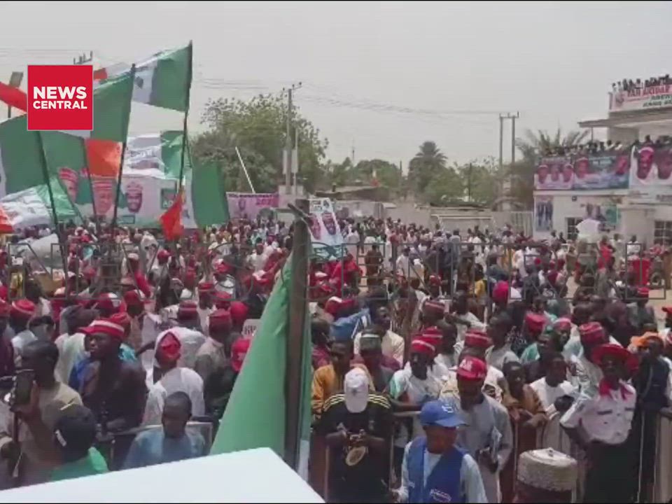 Thousands of supporters  gathered at Rabiu Kwankwaso house , waving ADC flags and celebrating as he...