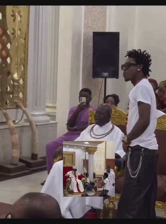 Shallipopi performing “Laho” at the Oba of Benin’s Palace in Benin, Edo State