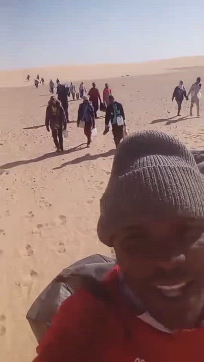 Nigerian man trekking through the Sahara desert to Japa abroad gives update from the hot desert in L...