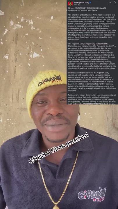 So after Nigerian Army debunked Soja boy’s claims on that podcast, he has now come outside again wit...