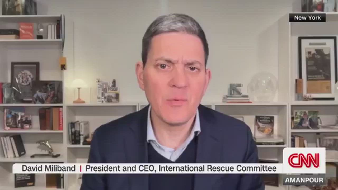Christiane Amanpour shares a CNN interview clip with IRC CEO David Miliband expressing Lebanon's fea...