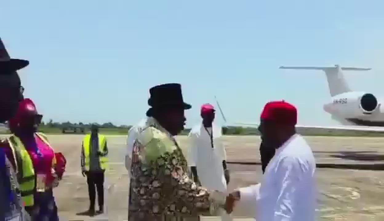 Rivers State Governor, Siminalayi Fubara arrives at Bayelsa Airport to join his Bayelsa State counte...