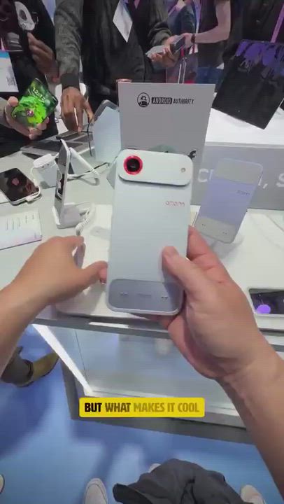 Tecno's Atom modular smartphone concept unveiled at MWC 2026, featuring a super-thin body with magne...