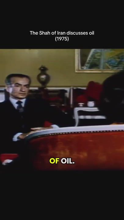 Iran's Shah defending OPEC oil price increases In 1975 against Western inflation complaints, arguing...