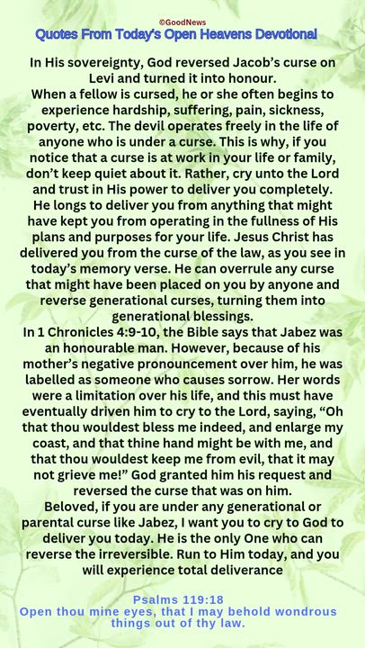 #QuoteFromTodaysOpenHeaven
Read through and follow the steps and action points. Be inspired, love Go...