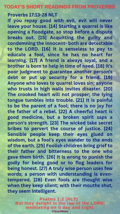 #DailyScriptureDelightsFromProverbs
Proverbs 4:7-9 TLB
Getting wisdom is the most important thing yo...