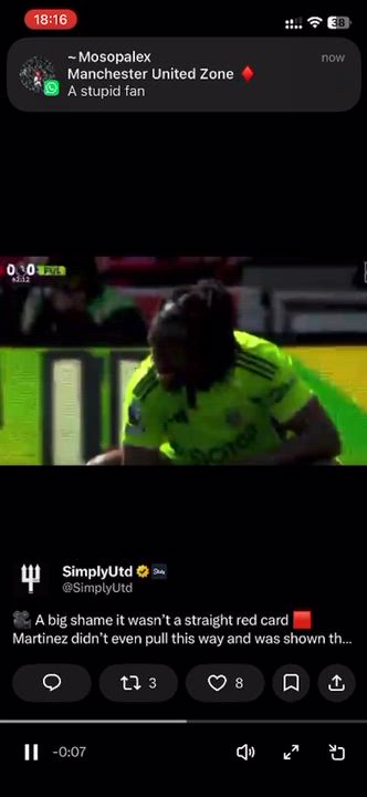 🎥 A big shame it wasn’t a straight red card 🟥
Martinez didn’t even pull this way and was shown th...