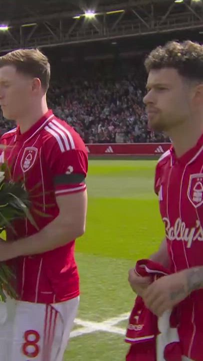 Elliot Anderson walked out with a wreath at the City Ground as Nottingham Forest's team and fans pay...