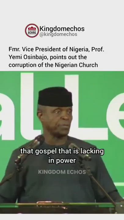 Former Nigerian Vice President Yemi Osinbajo speaking at the 24th Mike Okonkwo Annual Lecture, where...
