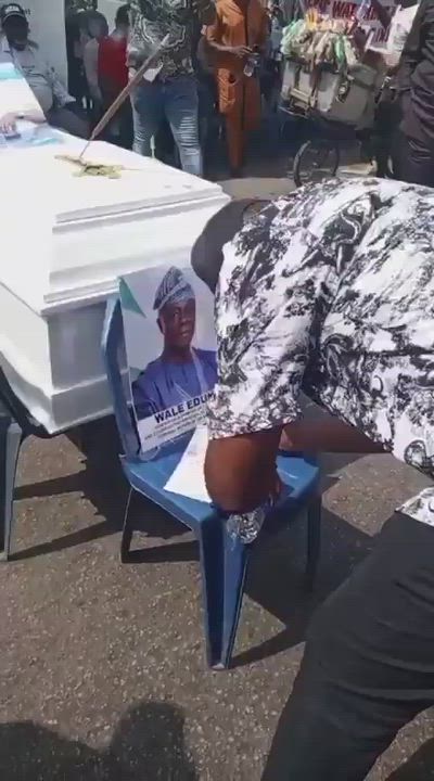 APC supporters stage mock burial for Wale Edun
