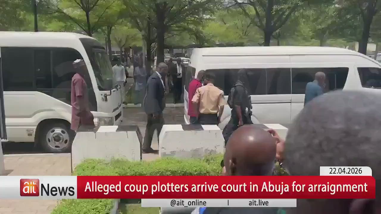 Video of alleged coup plotters arriving federal high court in Abuja for arraignment