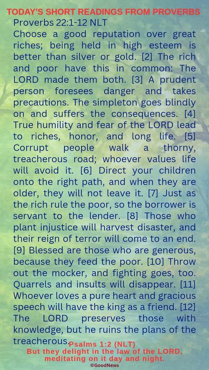 #DailyScriptureDelightsFromProverbs
Proverbs 4:7-9 TLB
Getting wisdom is the most important thing yo...