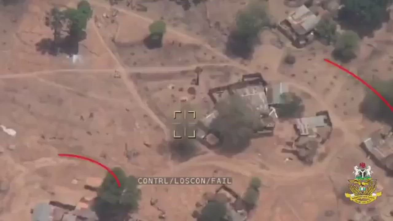 Nigeria Air Force release video of airstrike conducted at Guduf in the Mandara Mountains, a known t€...