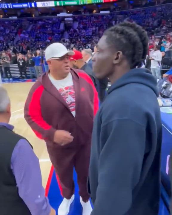 Bernard Uar, DT newly drafted by the #PhiladelphiaEagles, met #basketball player Adem Bona of the Ph...