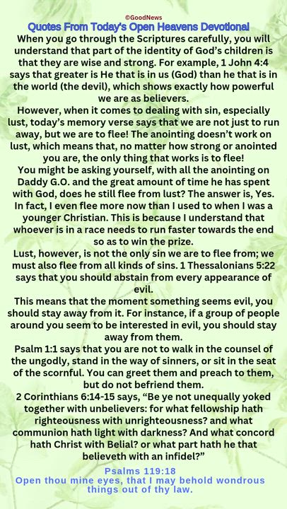 #QuoteFromTodaysOpenHeaven
Read through and follow the steps and action points. Be inspired, love Go...