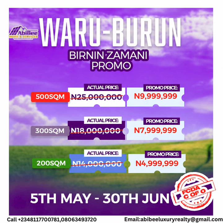 NEW SITE UPDATE!!!

WARU-BURUN!!! is located near Waru-wasa district in Abuja. it is one that scre...