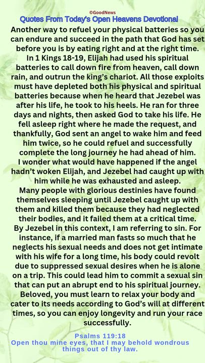 #QuoteFromTodaysOpenHeaven
Read through and follow the steps and action points. Be inspired, love Go...