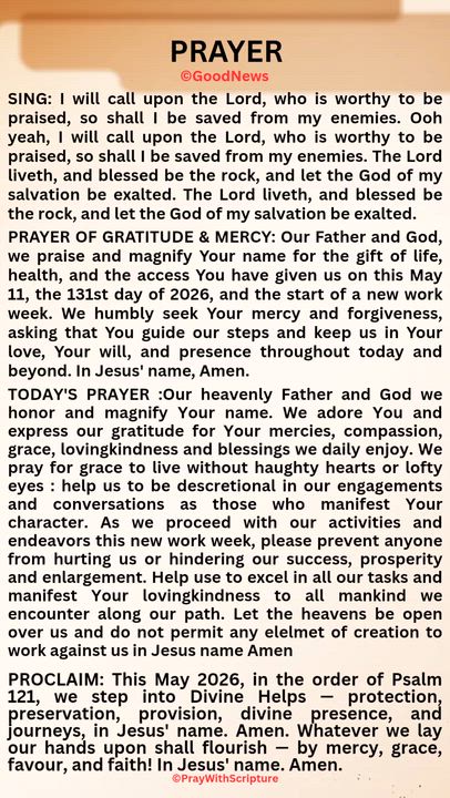 #PrayWithScriptureTodaysPrayer
TODAY'S PRAYER :Our heavenly Father and God we honor and magnify Your...