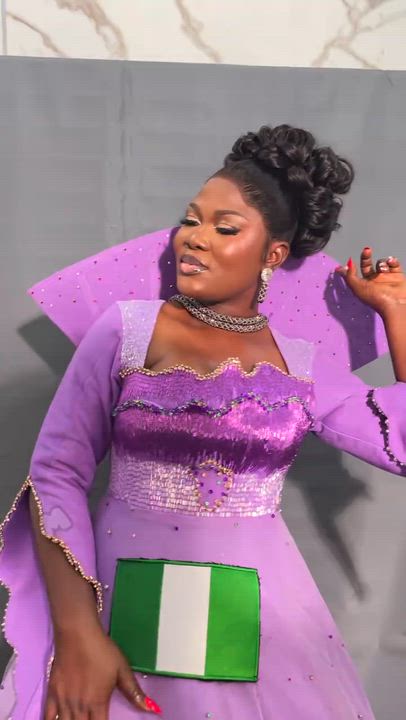 Nollywood actress and producer Monica Friday showed off the flags of seven countries embroidered on...