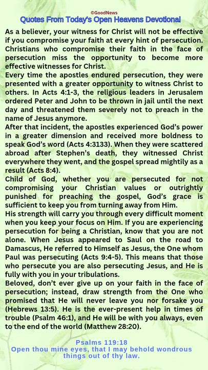 #QuoteFromTodaysOpenHeaven
Read through and follow the steps and action points. Be inspired, love Go...