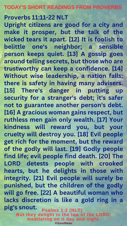 #DailyScriptureDelightsFromProverbs
Proverbs 4:7-9 TLB
Getting wisdom is the most important thing yo...