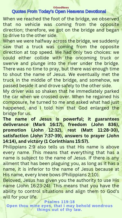 #QuoteFromTodaysOpenHeaven
Read through and follow the steps and action points. Be inspired, love Go...