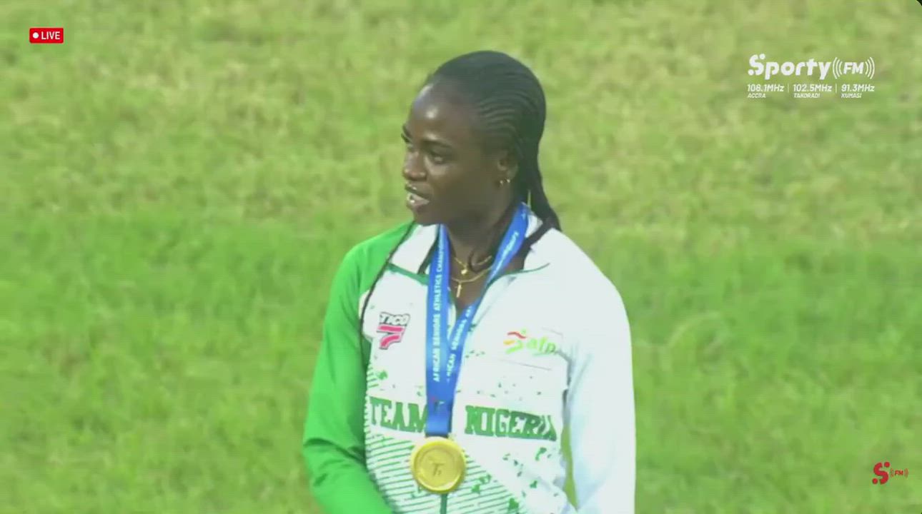 Nigeria's old anthem was played at African Championships in Ghana after Tobi Amusan's gold presentat...