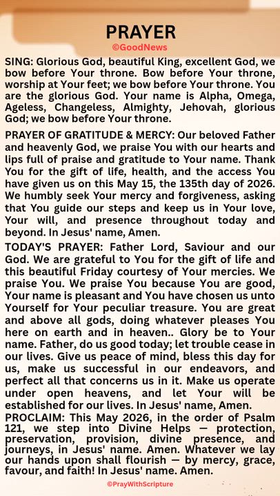 #PrayWithScriptureTodaysPrayer
TODAY'S PRAYER: Father Lord, Saviour and our God. We are grateful to...