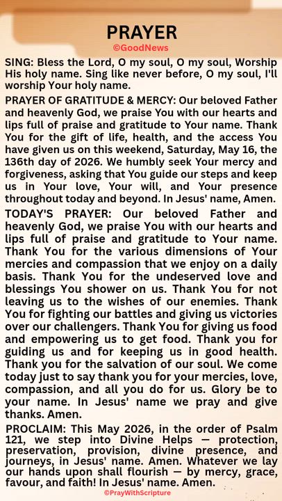#PrayWithScriptureTodaysPrayer
TODAY'S PRAYER: Our beloved Father and heavenly God, we praise You wi...