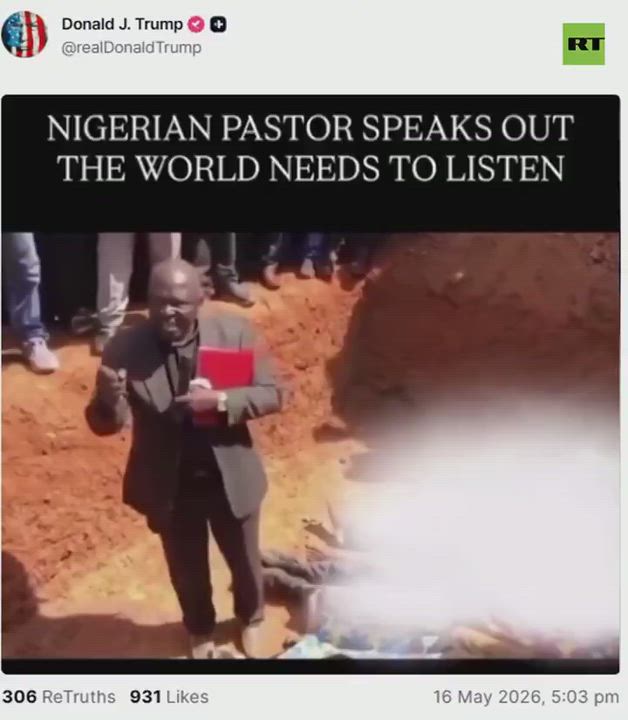 President Donald Trump shares video of Nigerian pastor Reverend Ezekiel Dachomo begging him for help...