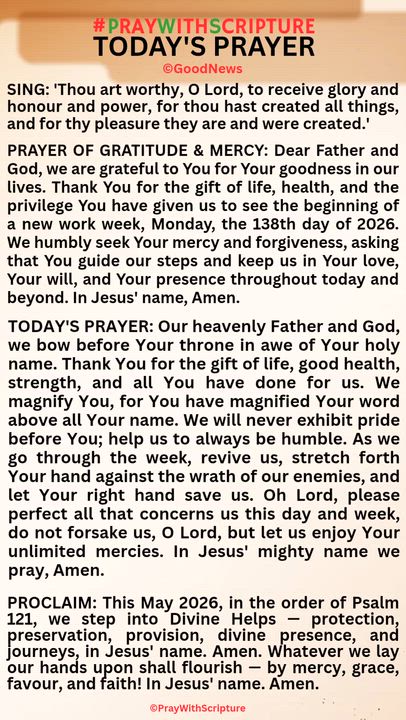 #PrayWithScriptureTodaysPrayer
TODAY'S PRAYER: Our heavenly Father and God, we bow before Your thron...
