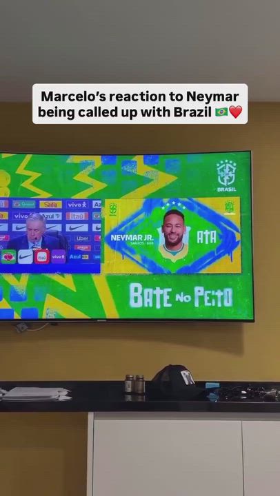 Marcelo’s reaction after Neymar Jr was called up for Brazil's World cup team.