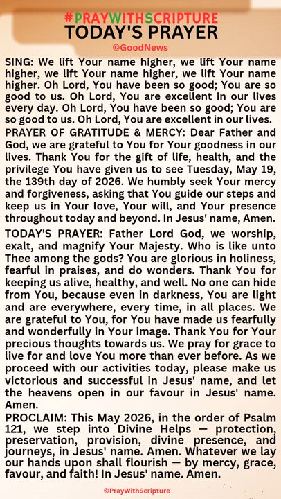 #PrayWithScriptureTodaysPrayer
TODAY'S PRAYER: Father Lord God, we worship, exalt, and magnify Your...