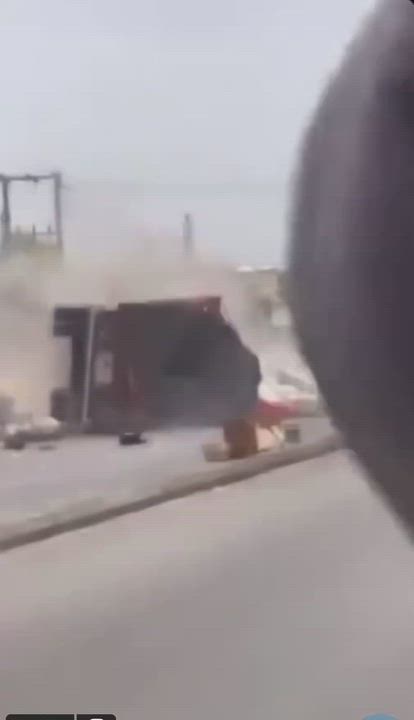 Moment a truck lost control and crashed into a densely populated area in Gombe State