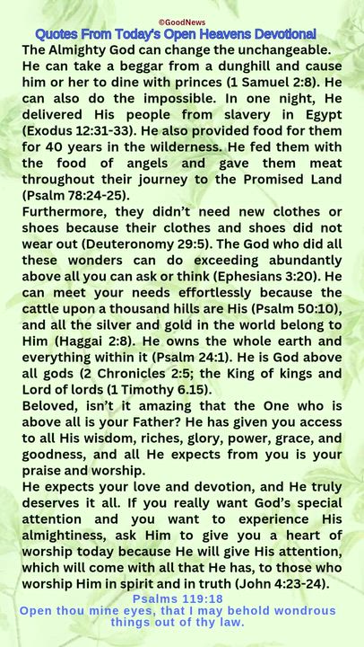 #QuoteFromTodaysOpenHeaven
Read through and follow the steps and action points. Be inspired, love Go...