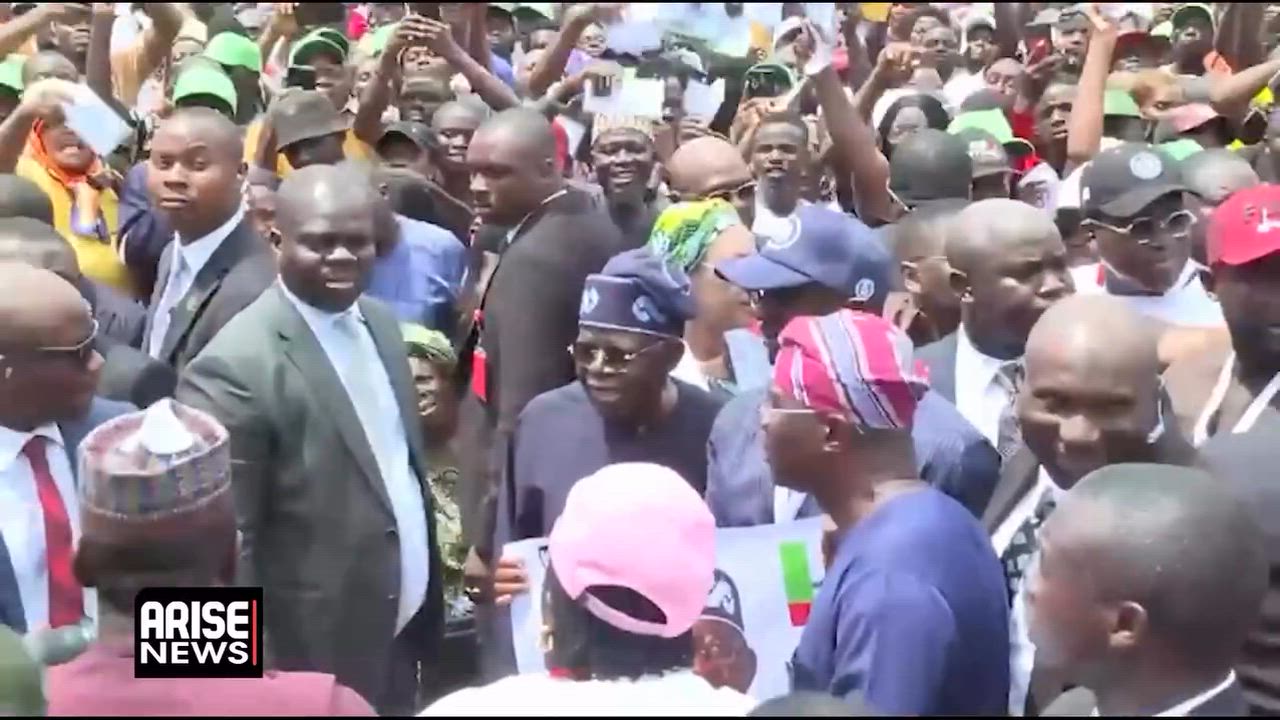 President Bola Tinubu, accompanied by the First Lady and Governor Babajide Sanwo-Olu, at the APC pre...