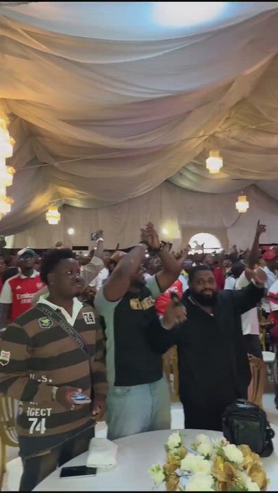 Arsenal watch party currently going on in Victoria island, Lagos 🏆😁✨
