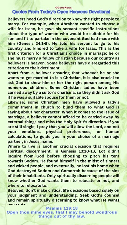 #QuoteFromTodaysOpenHeaven
Read through and follow the steps and action points. Be inspired, love Go...