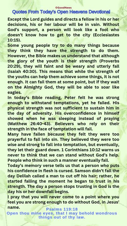 #QuoteFromTodaysOpenHeaven
Read through and follow the steps and action points. Be inspired, love Go...