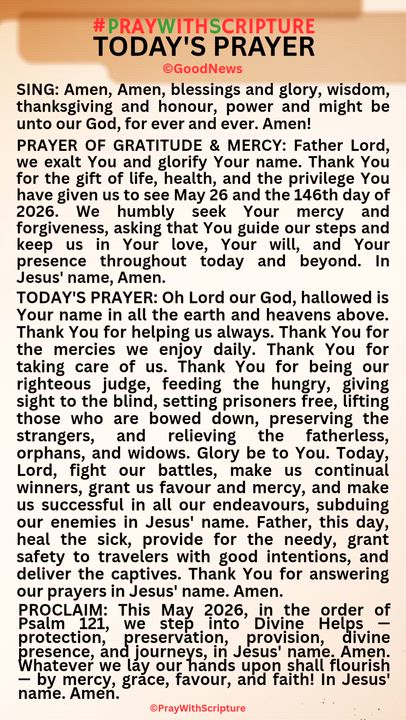 #PrayWithScriptureTodaysPrayer 
TODAY'S PRAYER: Oh Lord our God, hallowed is Your name in all the ea...