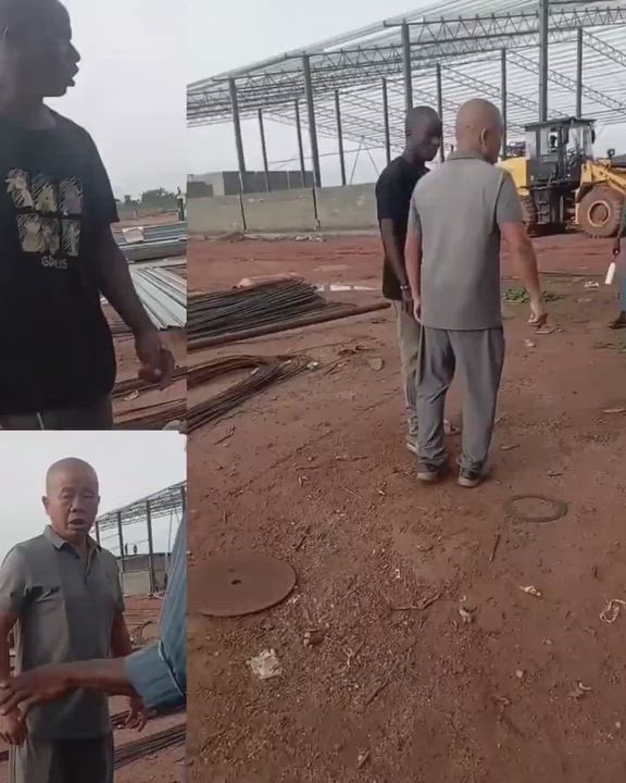 A heated argument on site between a Chinese contractor and a Nigeria engineer after the Chinese man...